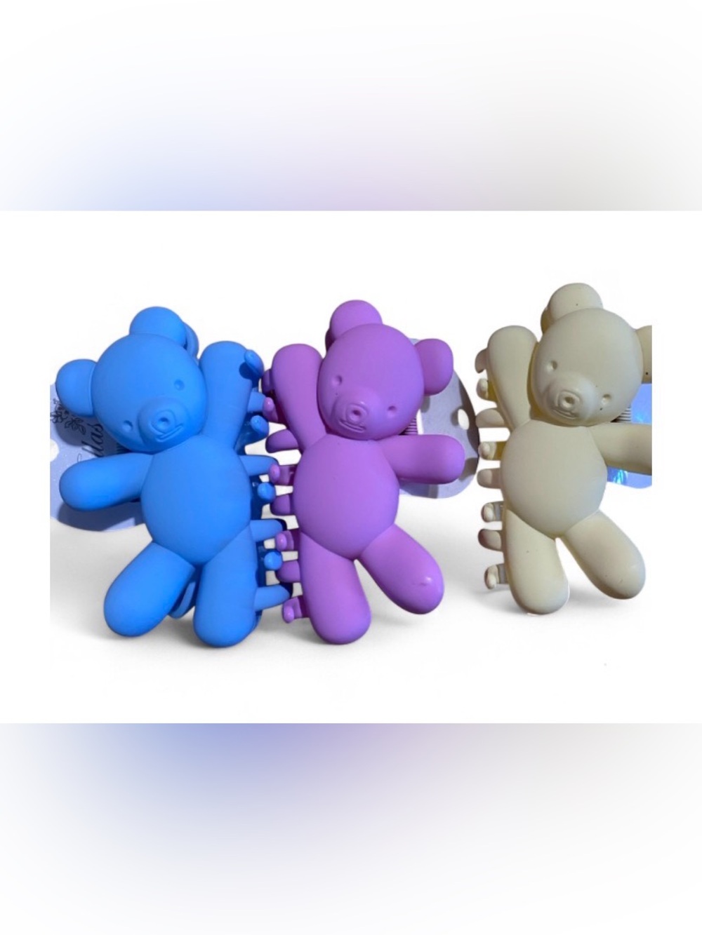 Set of 3 Bear Hair Clip for Kids - Soft Silicone Bear Claw